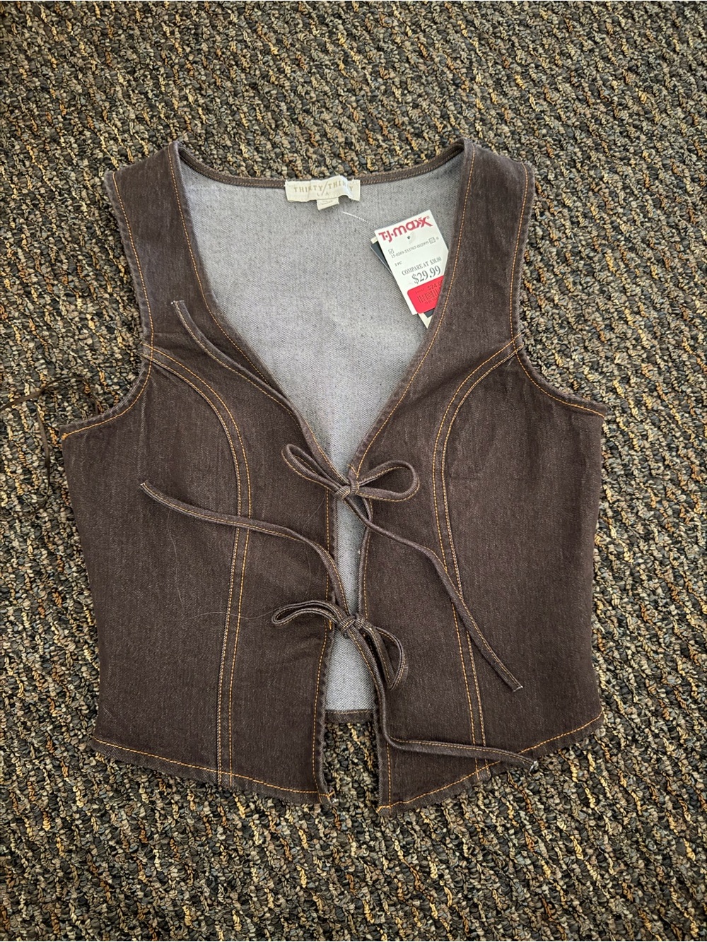 T.J.Maxx Brown Denim Tie-Front Camisole Vest